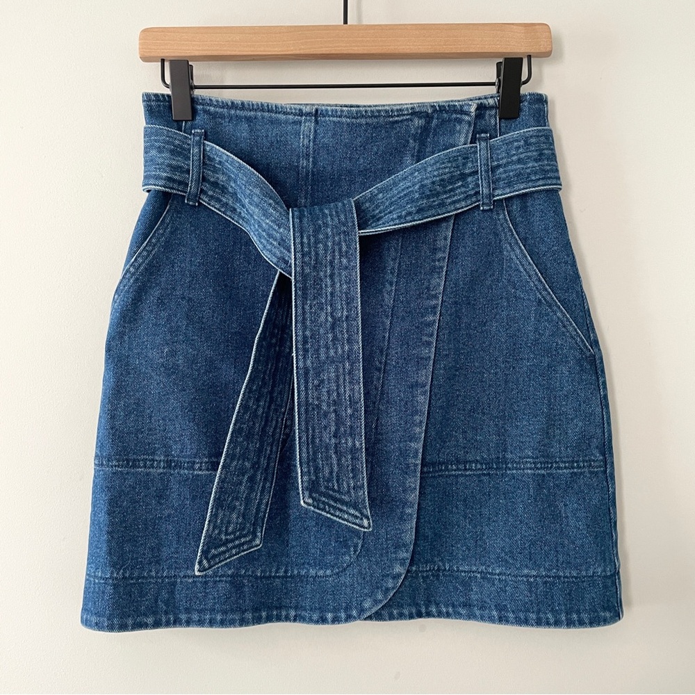 Sezane Leandra Denim Skirt Size 36 US 4 - Picture 4 of 12